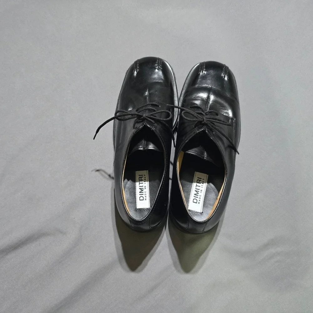 Dimitri Oxford Shoes Mens 10.5 M Black Leather Made in Italy Lace Up Dress Shoes